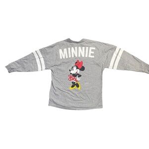 Disney Minnie Mouse Spirit Jersey Gray Long Sleeve Varsity Size M